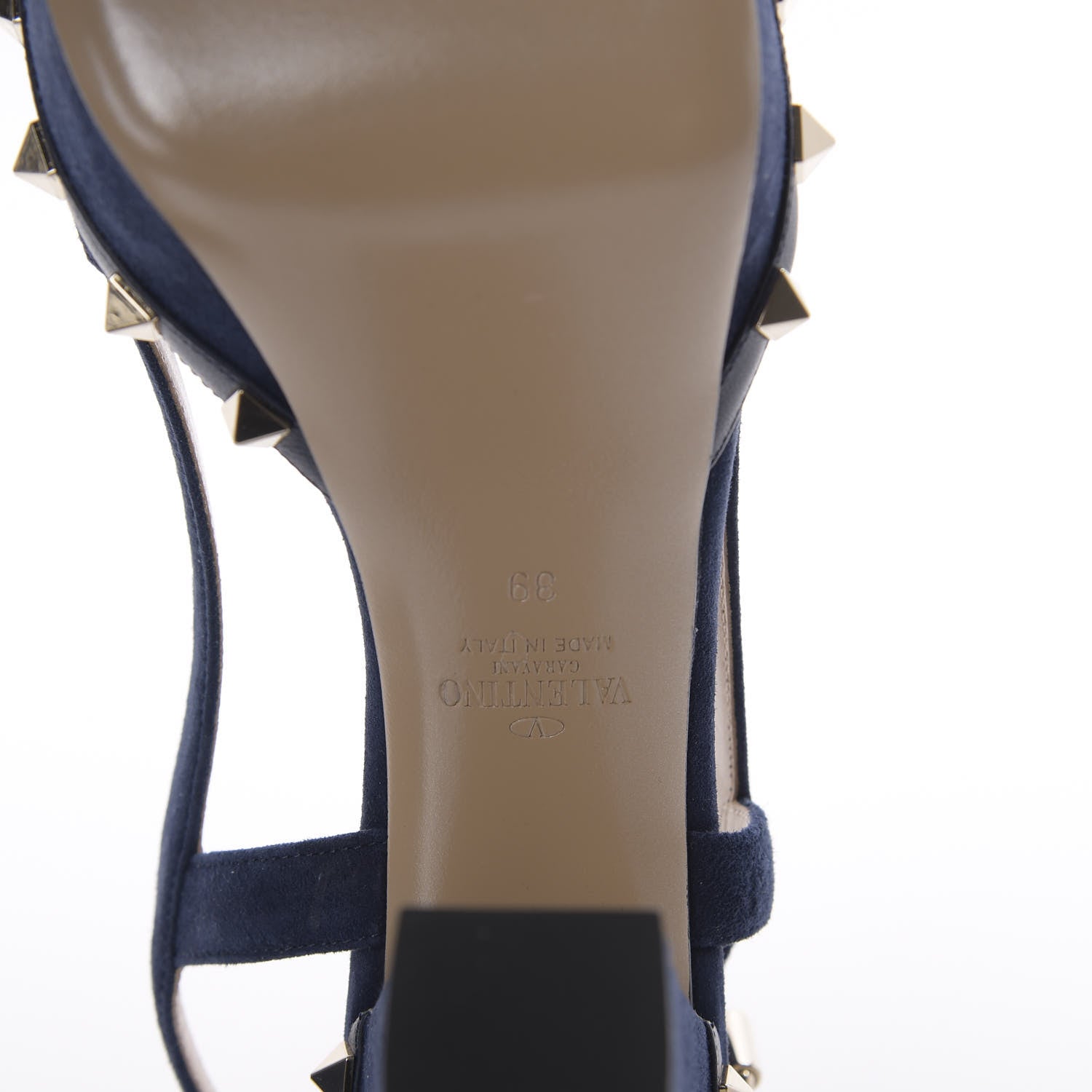 Valentino Garavani Suede Rockstud Slingback 75/105mm Platform Sandals 39 Marine 8 of 11