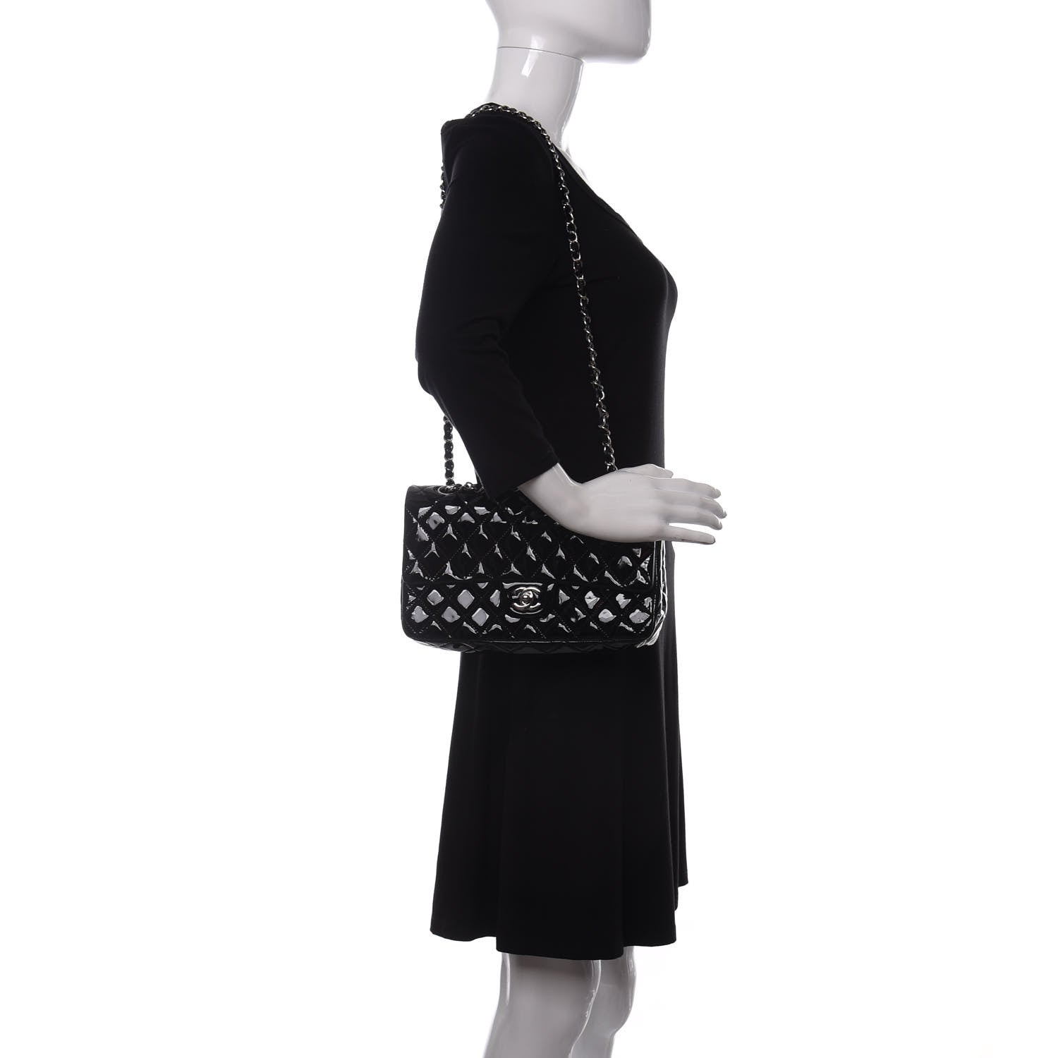 Chanel Patent Quilted Medium Double Flap Black 2 of 11