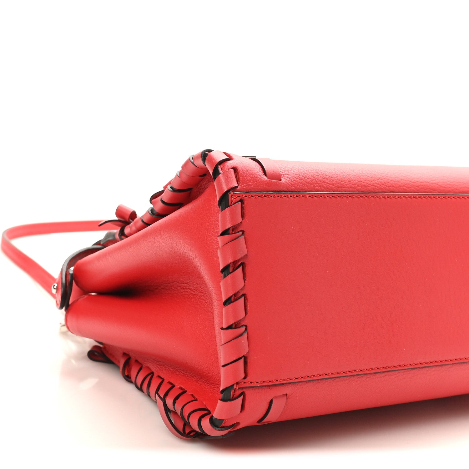 Fendi Vitello Seta Century Nappa Whipstitch Mini Peekaboo Iconic Satchel Fiamma 8 of 9