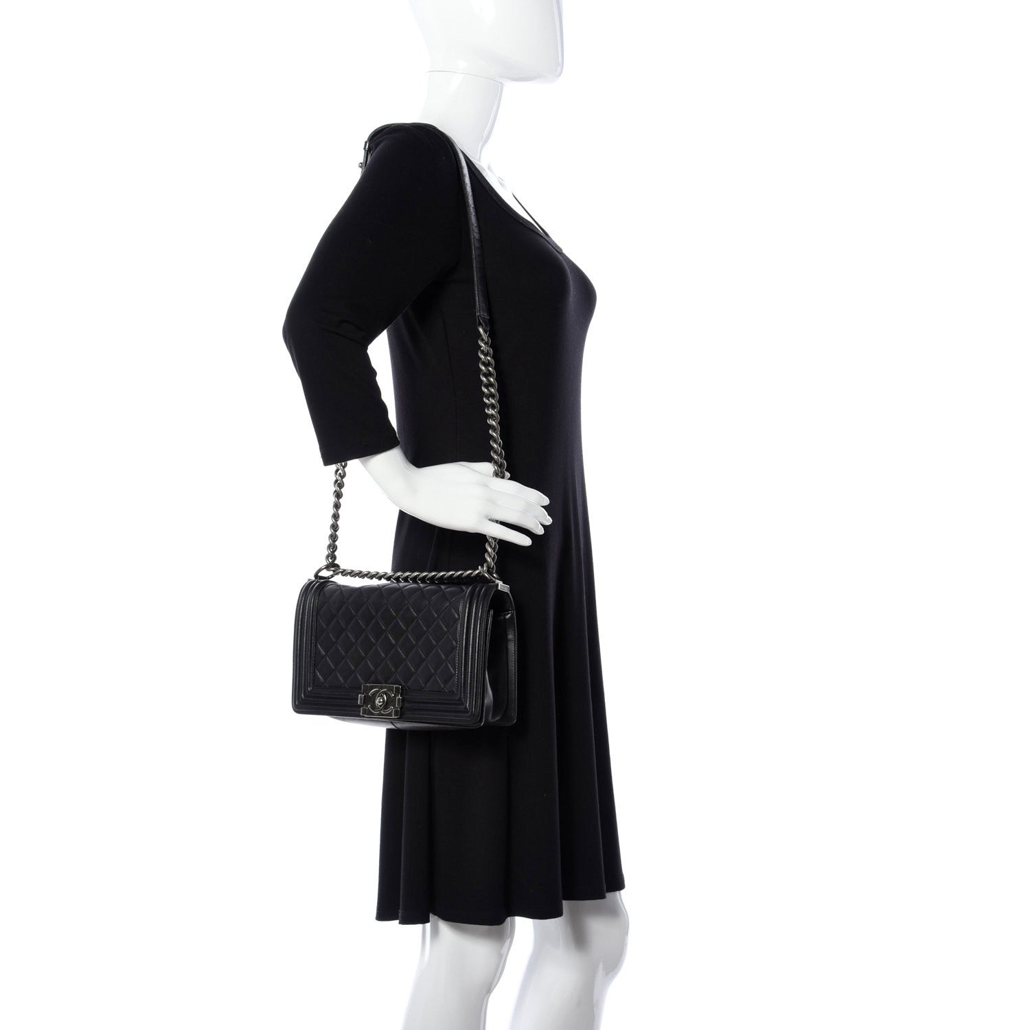 Chanel Lambskin Quilted Medium Boy Flap Black 2 of 9