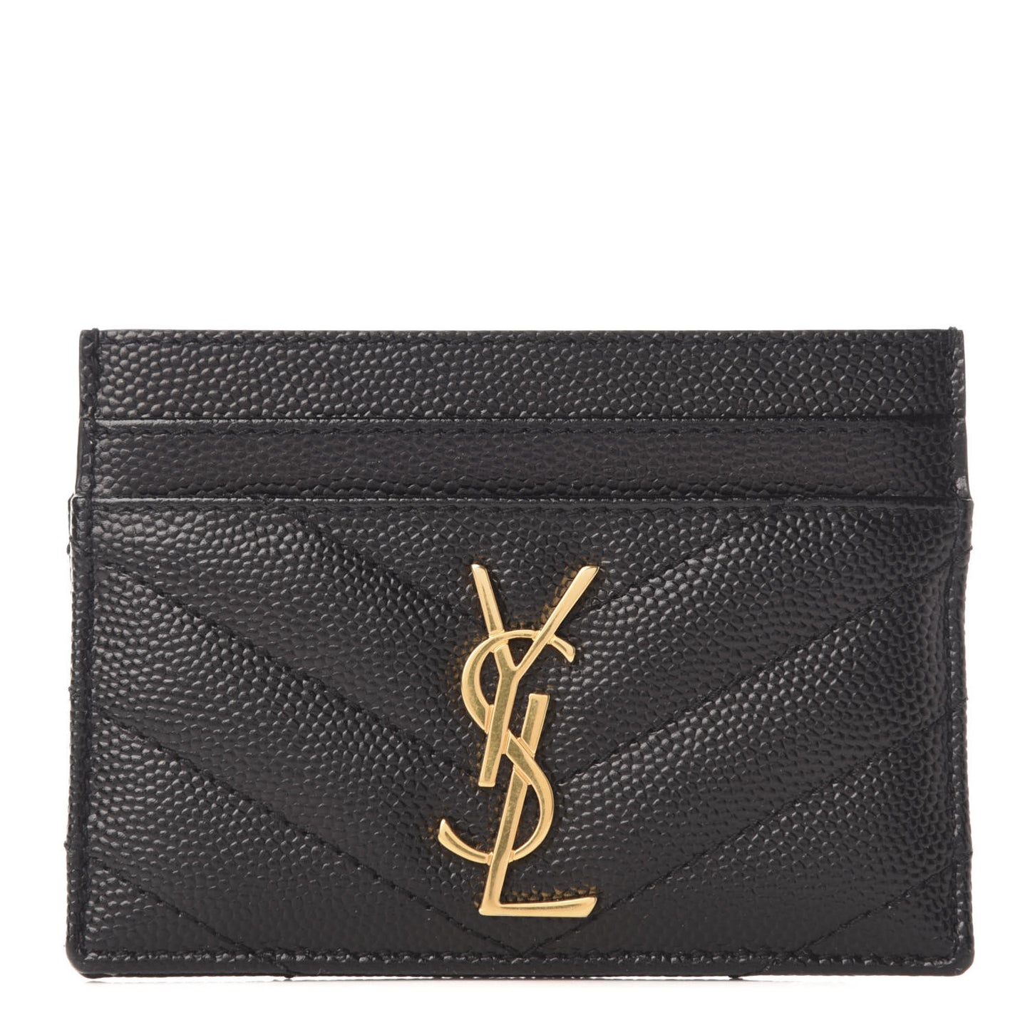 Grain De Poudre Matelasse Chevron Monogram Credit Card Case Black