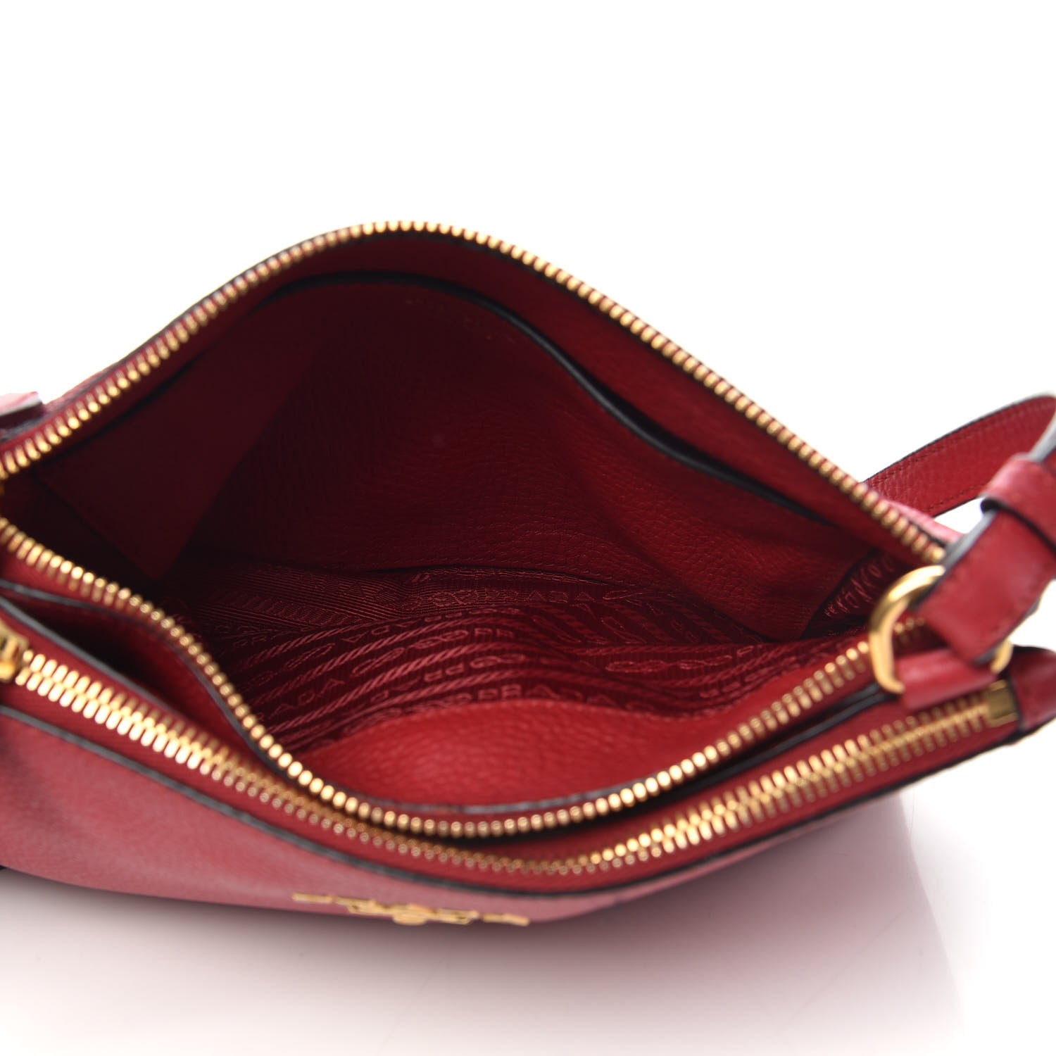 Prada Vitello Phenix Double Zip Crossbody Bag Scarlatto 5 of 10