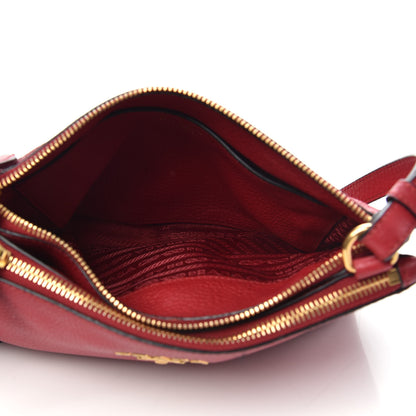 Prada Vitello Phenix Double Zip Crossbody Bag Scarlatto 5 of 10