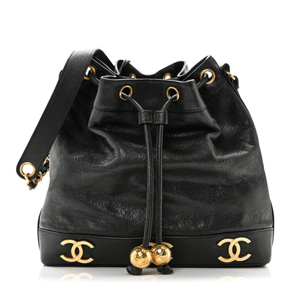 Chanel Caviar CC Drawstring Shoulder Bag Black 1 of 10