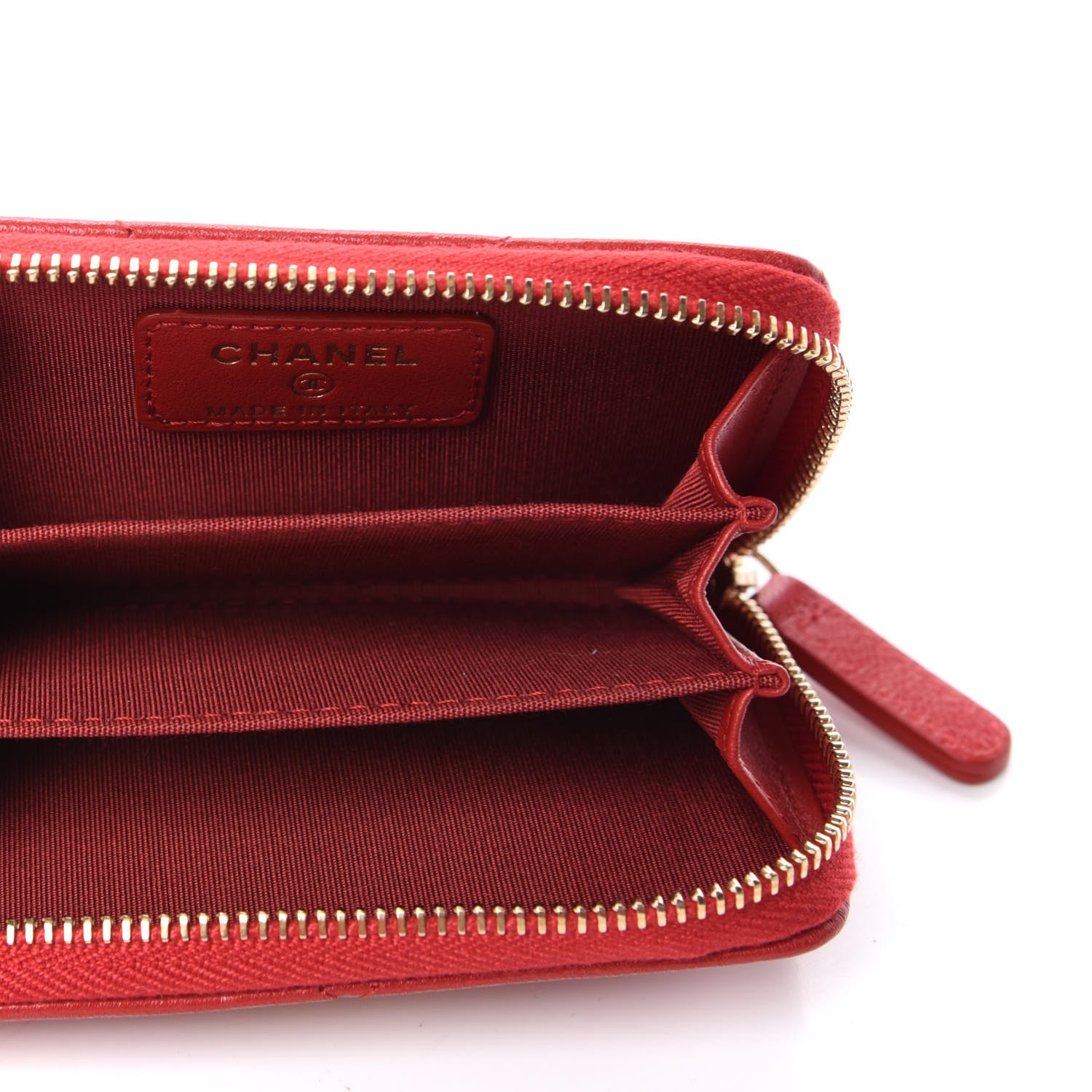Chanel Goatskin Quilted Chanel 19 Zip Around Coin Purse Wallet Red 5 of 8