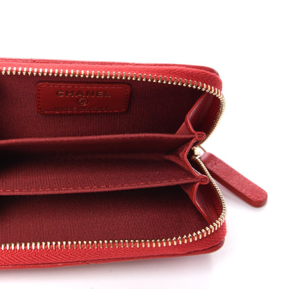Chanel Goatskin Quilted Chanel 19 Zip Around Coin Purse Wallet Red 5 of 8