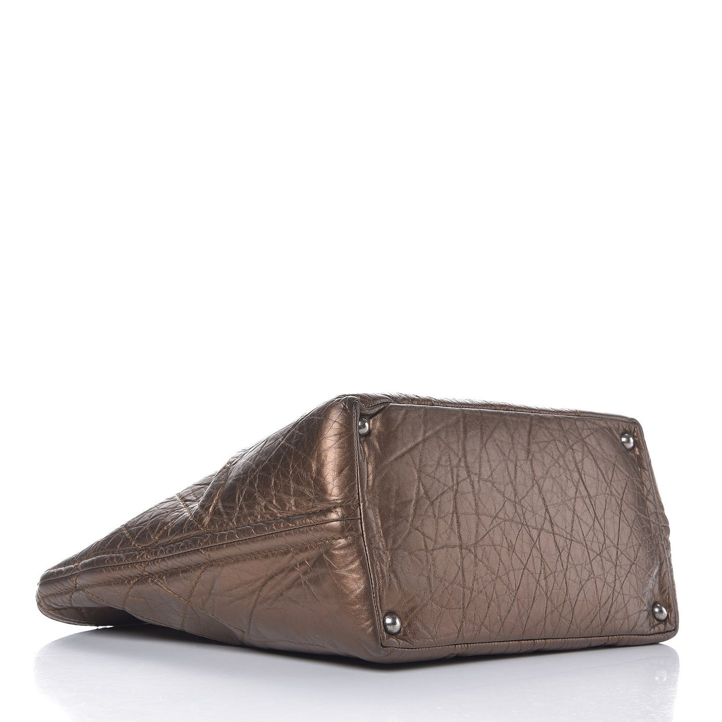 Metallic Aged Calfskin Small Shopping In Moscow Tote Bronze