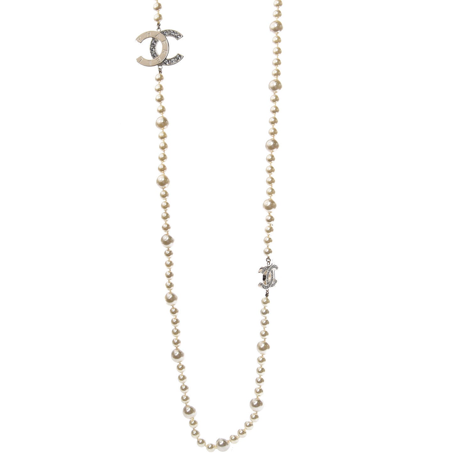 Chanel x Pharrell Williams Pearl Crystal CC Necklace Gold 1 of 6