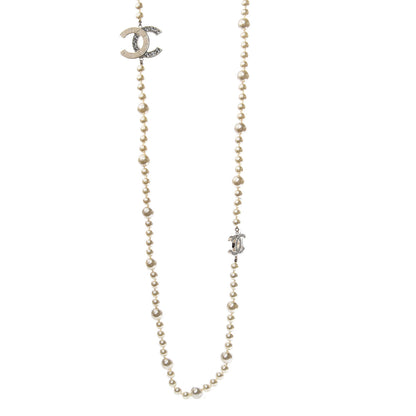 Chanel x Pharrell Williams Pearl Crystal CC Necklace Gold 1 of 6