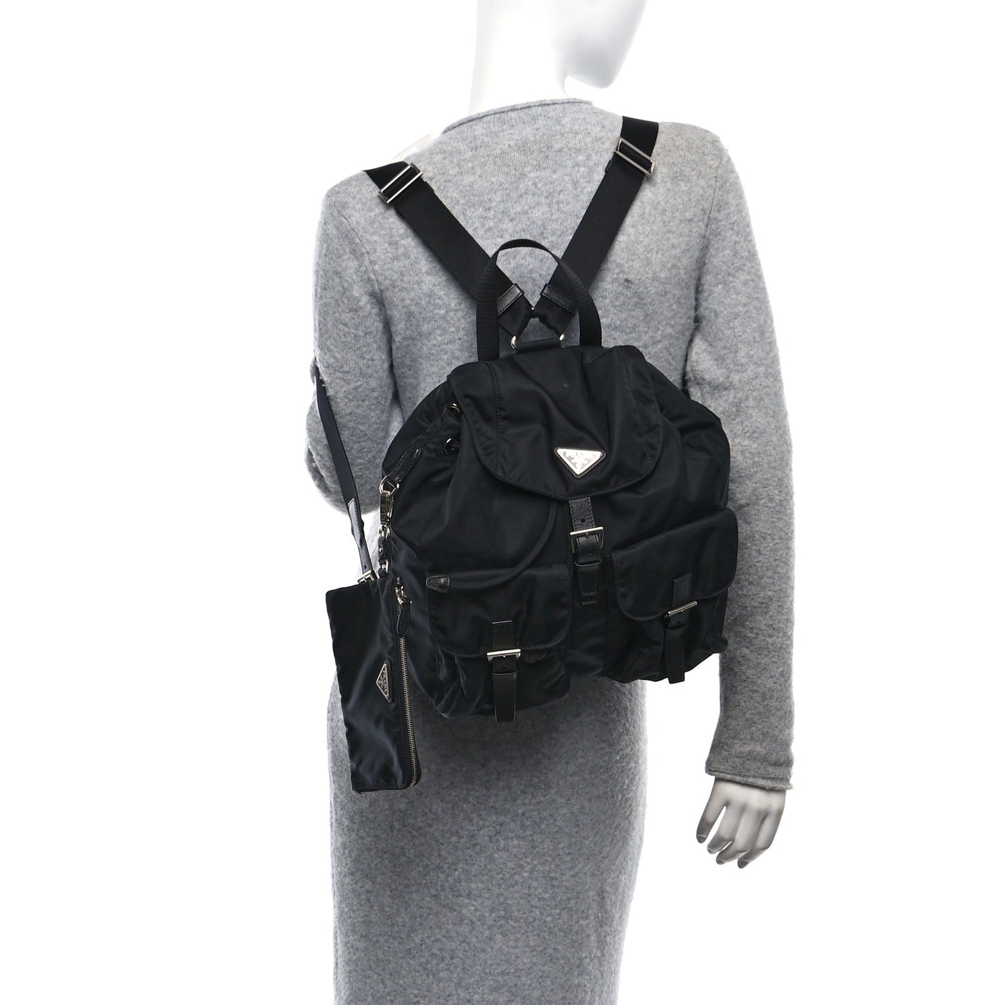 Tessuto Nylon Saffiano Medium Backpack Black