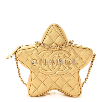Chanel Metallic Lambskin Quilted Walk Of Fame Star Bag Gold 1 of 10