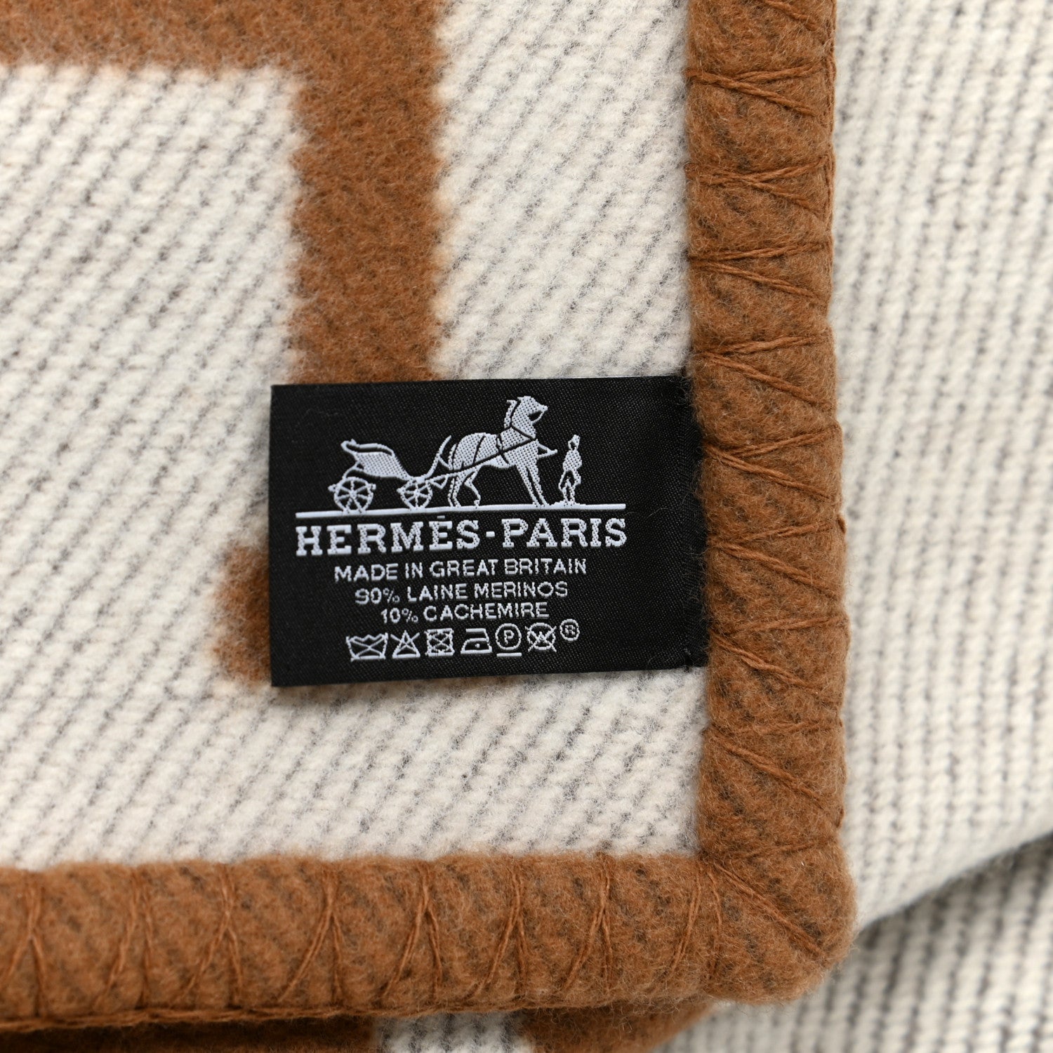 Hermes Wool Cashmere Avalon Blanket Ecru Camel 3 of 4
