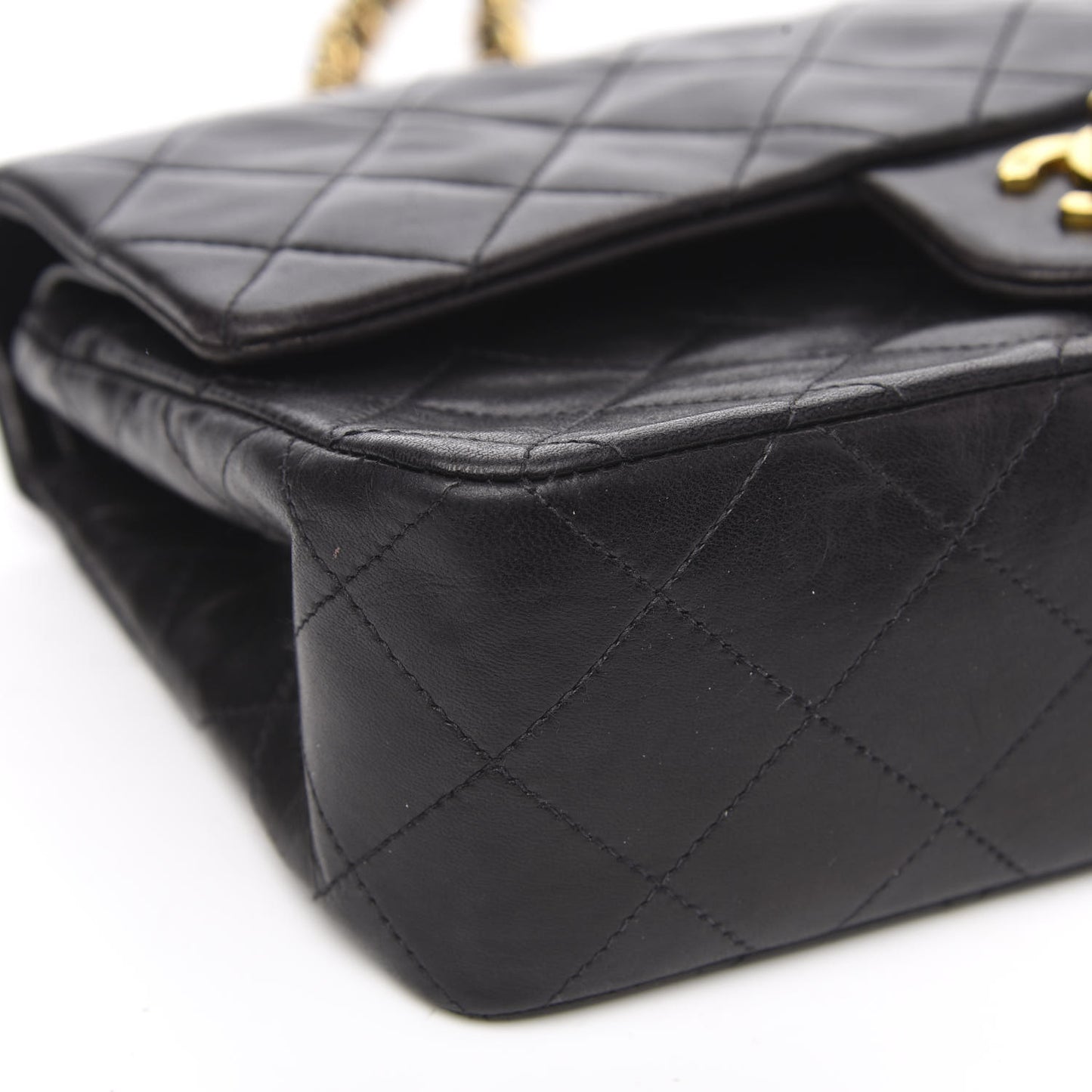 Lambskin Quilted Small Double Flap Black