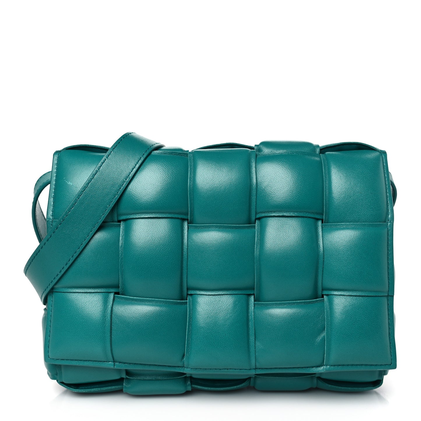 Nappa Maxi Intreccio Padded Cassette Crossbody Bag Mallard