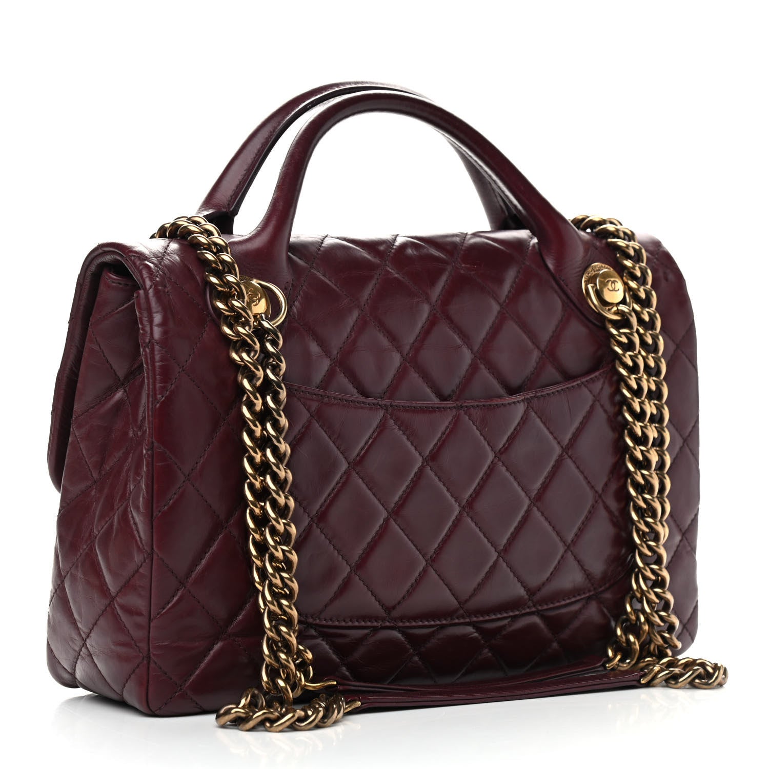 Chanel Glazed Calfskin Castle Rock Large Flap Burgundy 2 of 9