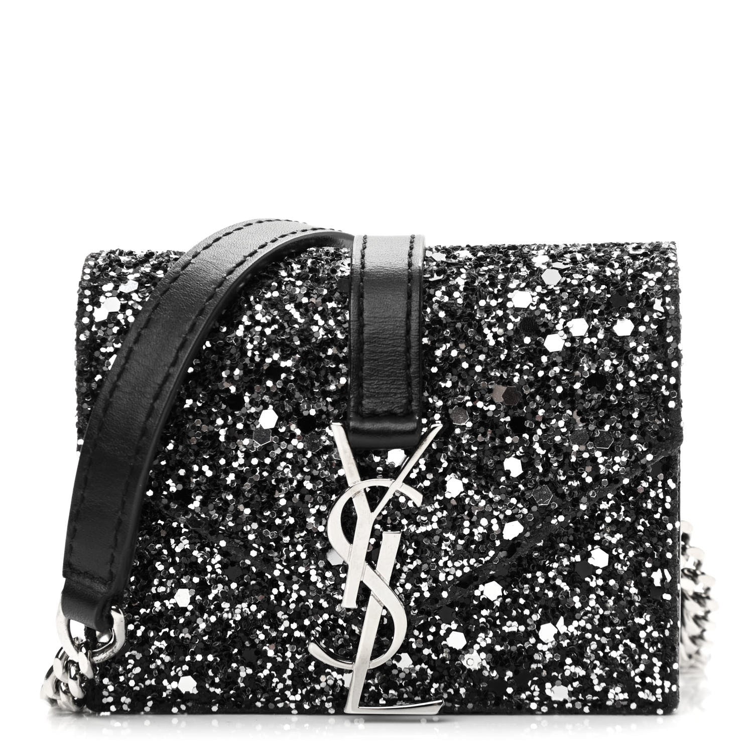 Saint Laurent Sequin Calfskin Monogram Mini Candy Crossbody Black 1 of 11