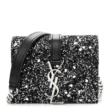 Saint Laurent Sequin Calfskin Monogram Mini Candy Crossbody Black 1 of 11