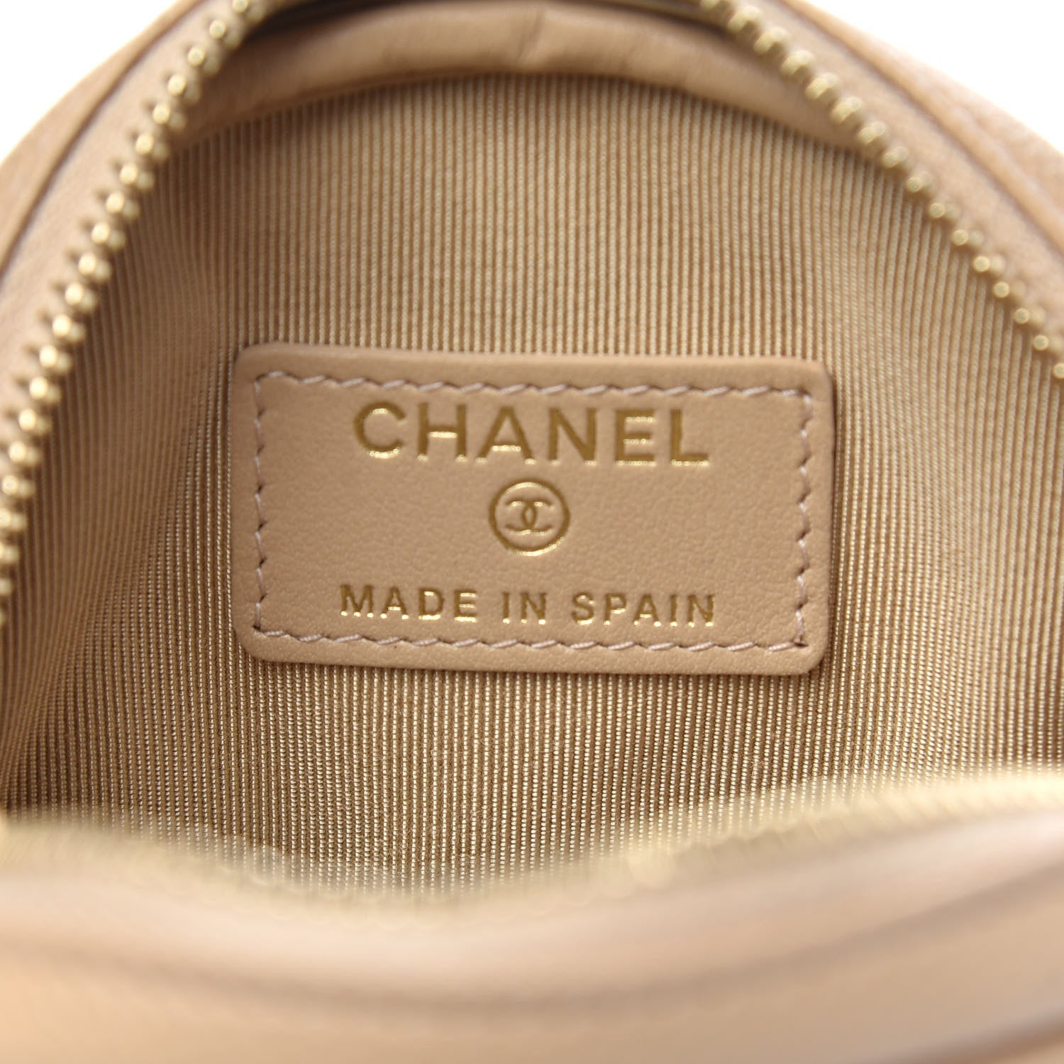 Chanel Caviar Quilted Zip Around Classic Coin Purse Beige 7 of 8