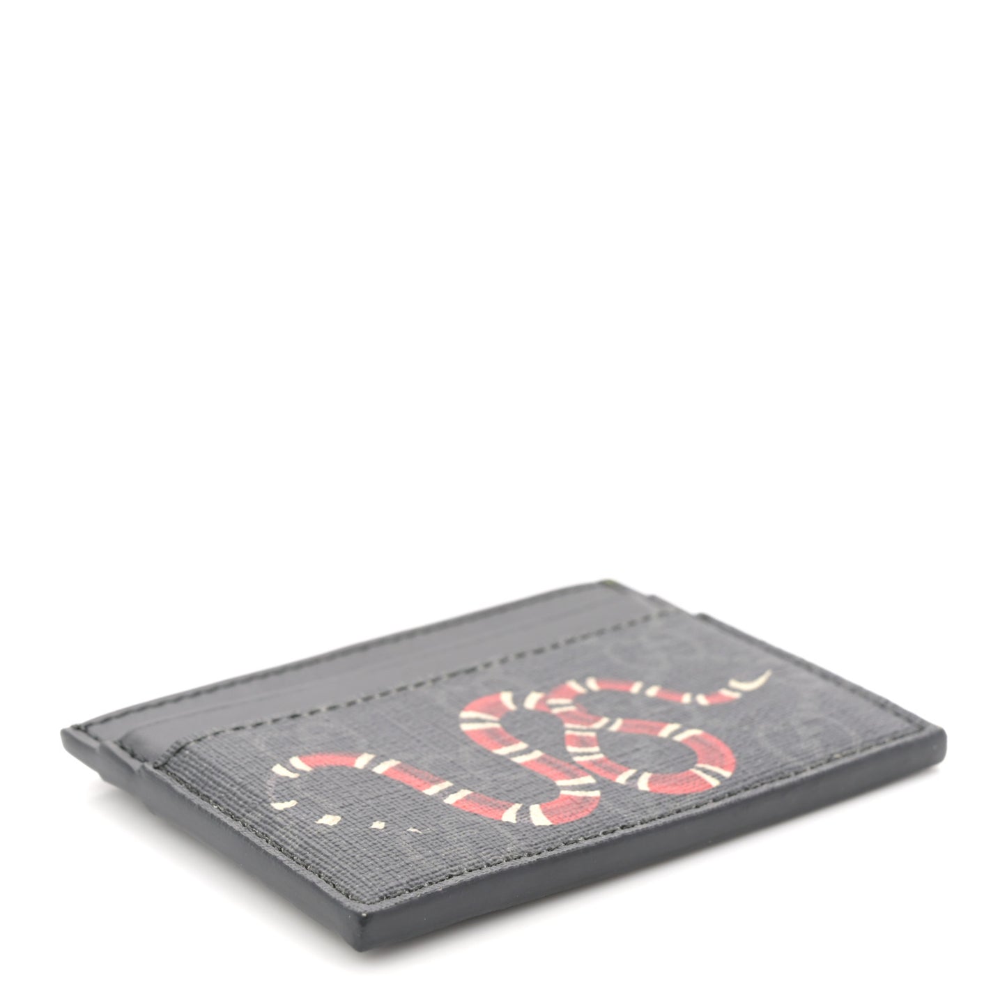 GG Supreme Monogram Kingsnake Card Holder Black Grey