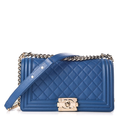 Chanel Calfskin Quilted Medium Boy Flap Blue 1 of 7