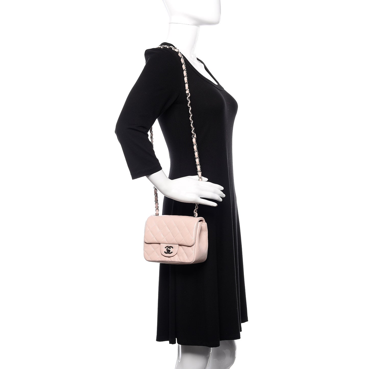 Caviar Quilted Mini Square Flap Pink