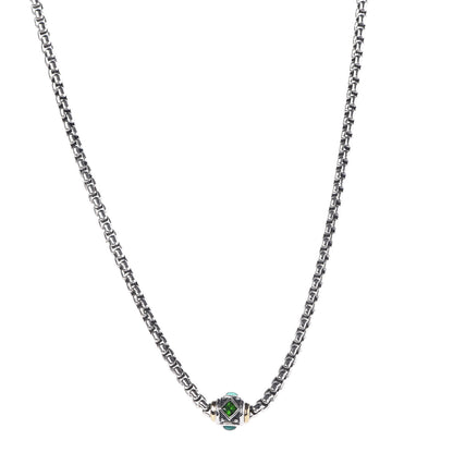 David Yurman Sterling Silver 18K Yellow Gold Green Onyx Diopside Renaissance Necklace 1 of 6