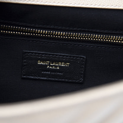 Saint Laurent Grain De Poudre Matelasse Chevron Large Monogram Satchel Nude Powder 6 of 11