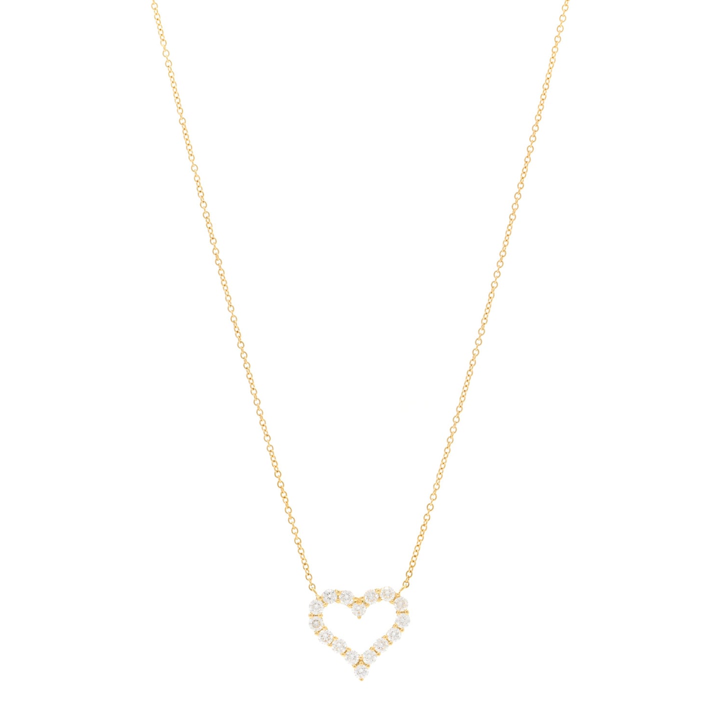 18K Yellow Gold Diamond Small Heart Pendant Necklace