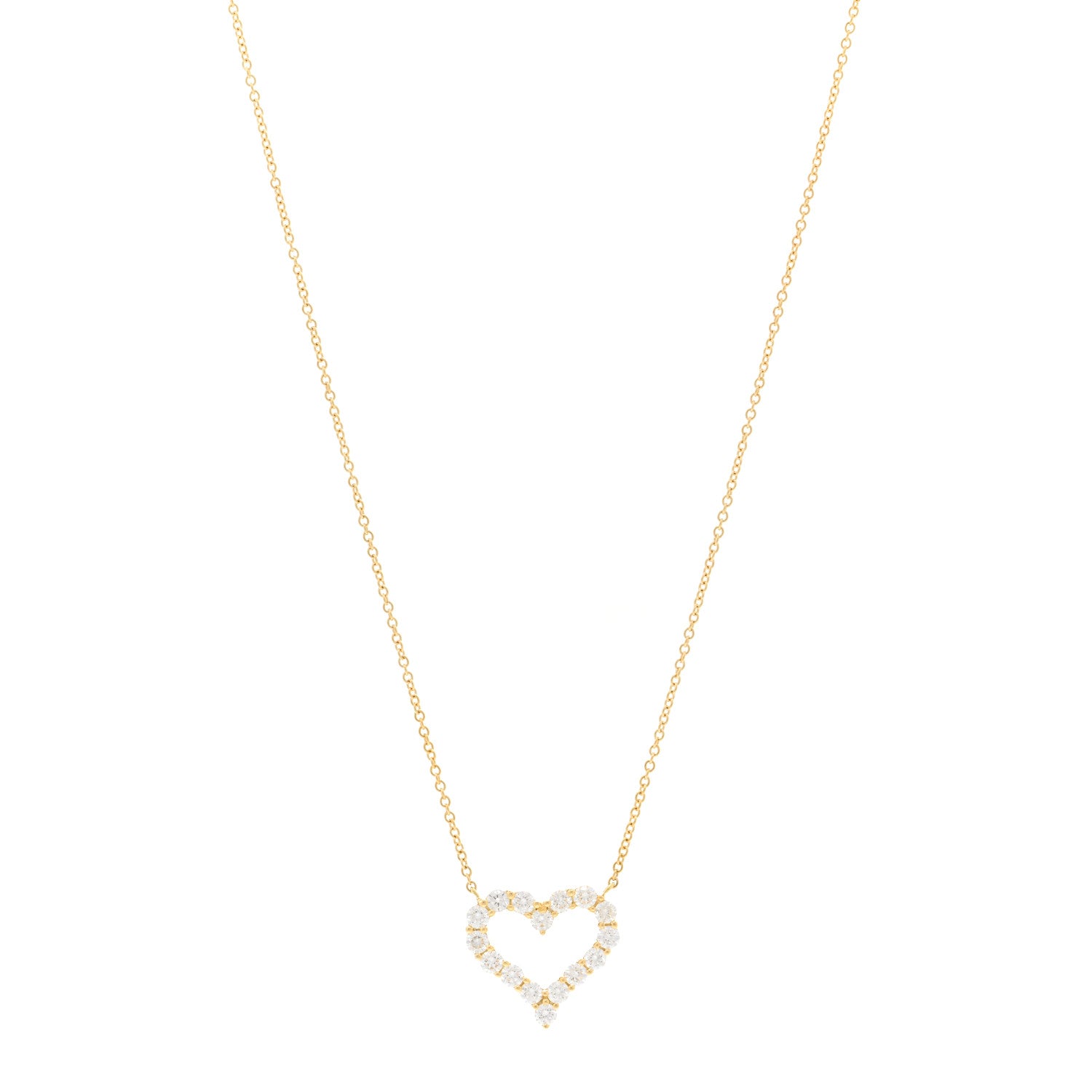Tiffany 18K Yellow Gold Diamond Small Heart Pendant Necklace 1 of 5