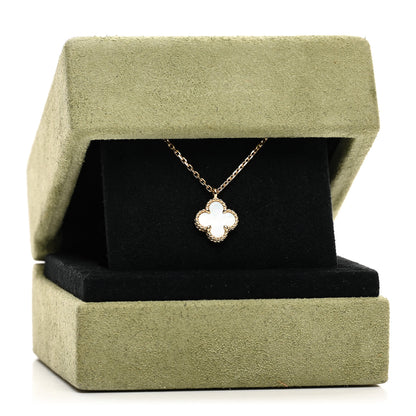 Van Cleef & Arpels 18K Yellow Gold Mother of Pearl Sweet Alhambra Pendant Necklace 5 of 5