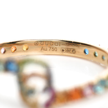 Gucci 18K Yellow Gold Mixed Gemstone Running GG Ring 52 6 5 of 6