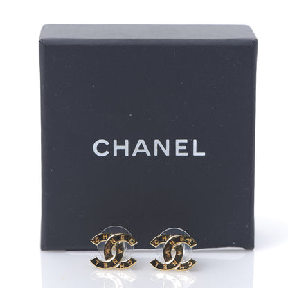 Chanel Metal CC Paris Button Stud Earrings Gold 5 of 5