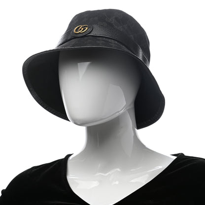 Gucci Monogram Textured Dollar Calfskin GG Jago Bucket Hat L Black 2 of 11