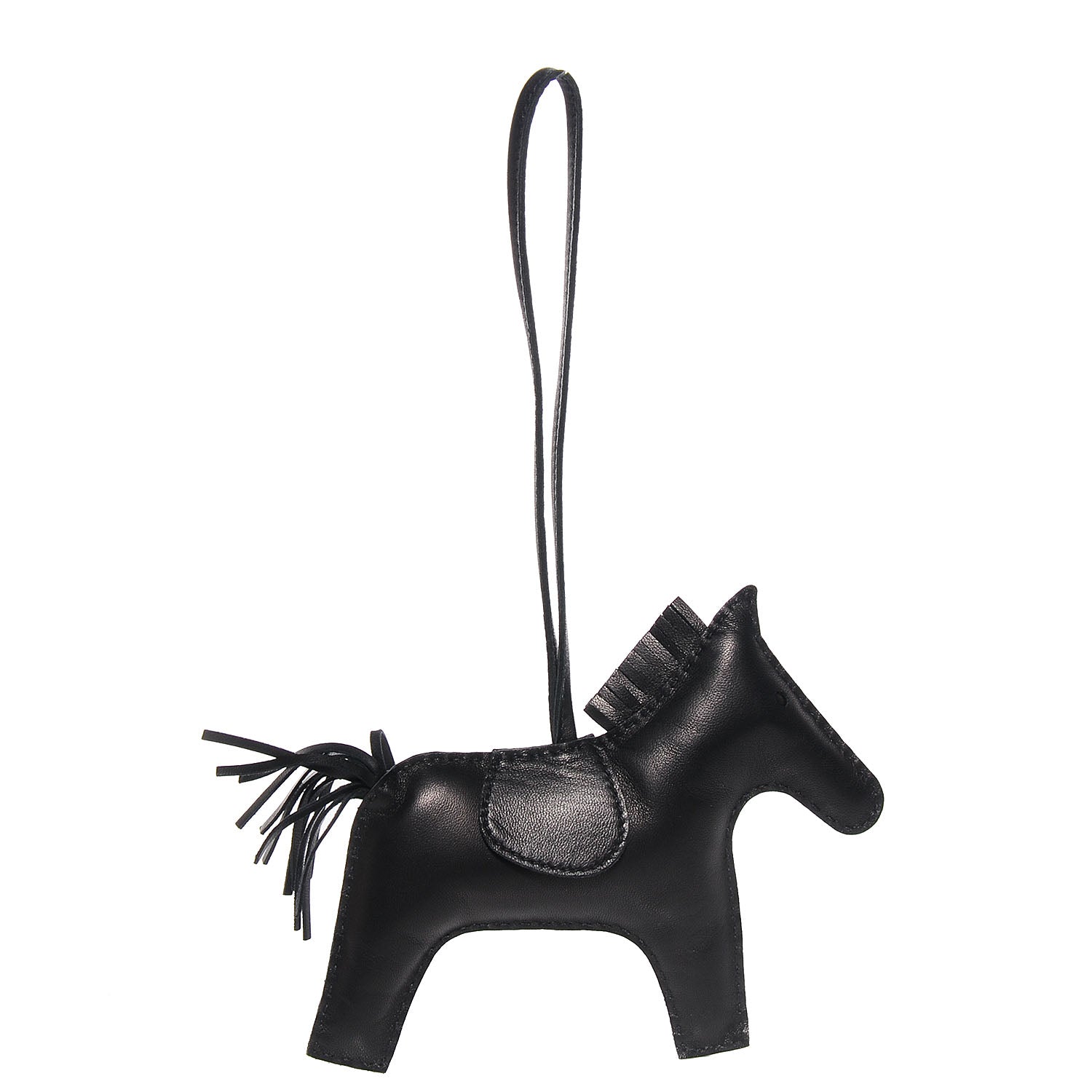 Hermes Milo Lambskin Grigri Rodeo Horse Bag Charm GM So Black 1 of 4