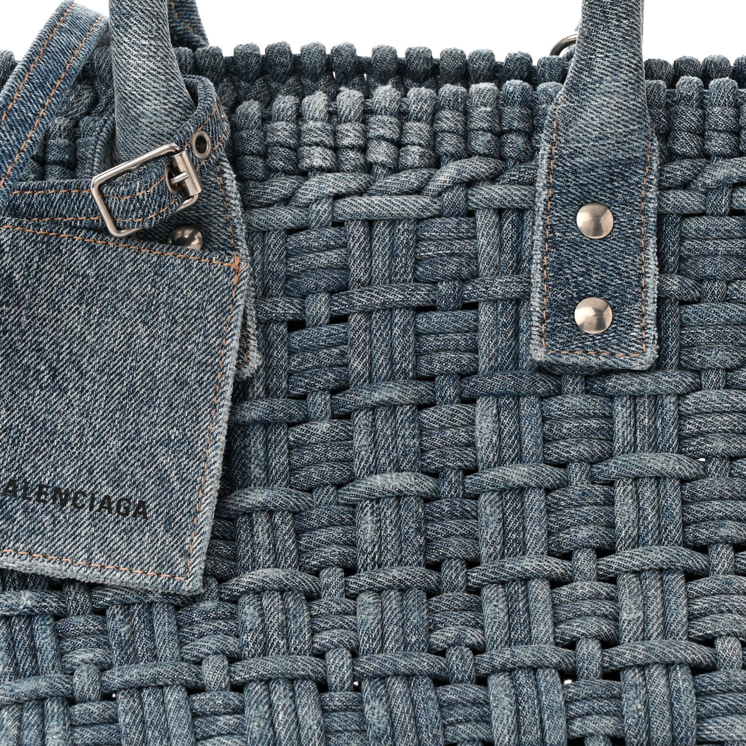 Balenciaga Washed Frayed Denim Braided XS Bistro Basket Blue 8 of 12