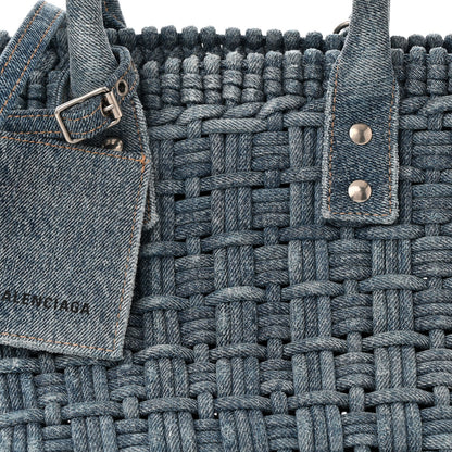 Balenciaga Washed Frayed Denim Braided XS Bistro Basket Blue 8 of 12