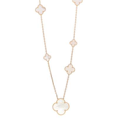 Van Cleef & Arpels 18K Yellow Gold Mother of Pearl 11 Motifs Magic Alhambra Necklace 1 of 5