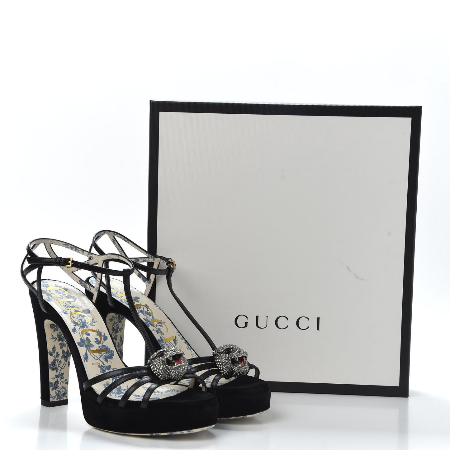 Velvet Malaga Kid Elias T-Strap Platform High Heel Sandals 38.5 Black