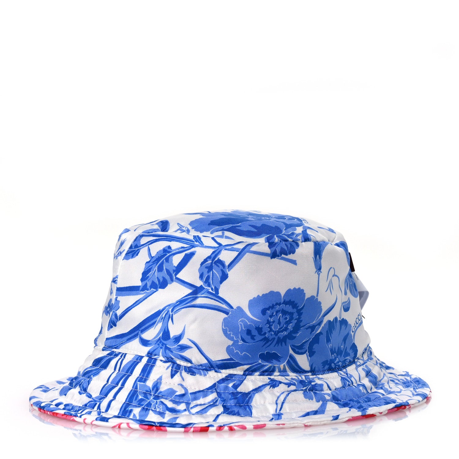 Gucci Silk Monogram Bob Reversible Flora Bucket Hat with Pouch  Pink Blue White 2 of 16