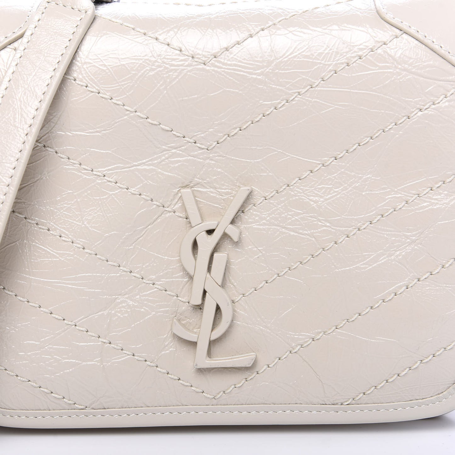 Crinkled Calfskin Matelasse Monogram Niki Chain Wallet Crema Soft