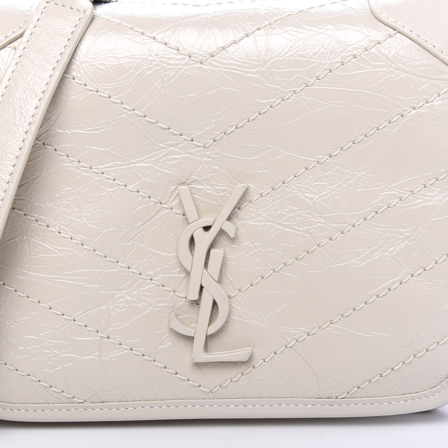 Saint Laurent Crinkled Calfskin Matelasse Monogram Niki Chain Wallet Crema Soft 8 of 9