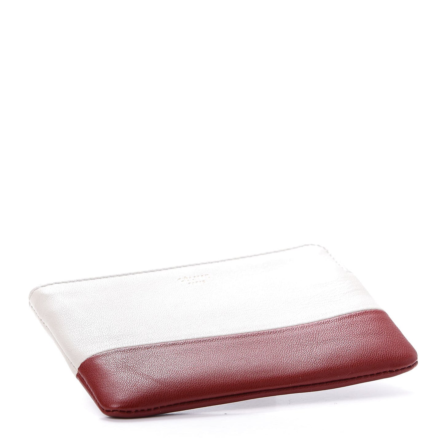 Lambskin Bi-Color Solo Coin Card Case White Red