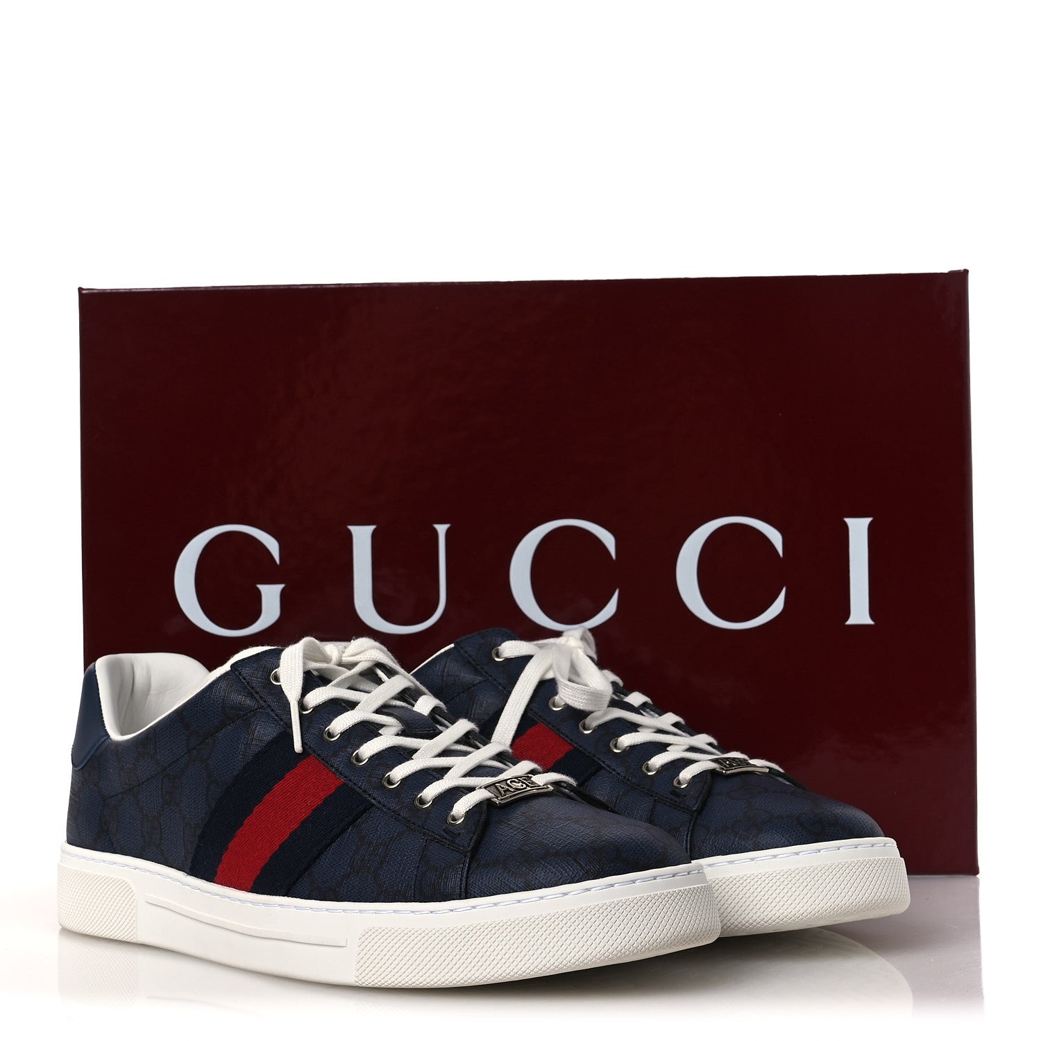 Gucci GG Supreme Monogram Web Mens New Ace Sneakers 9.5 Dark Blue 11 of 11