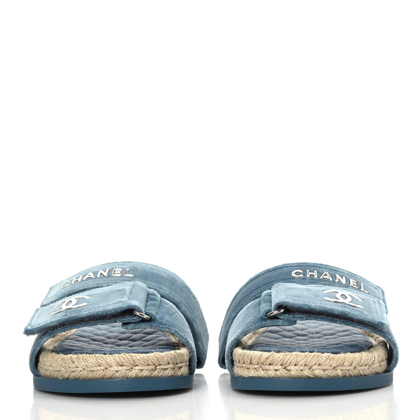 Velvet Elastic Flat Mules 39 Blue