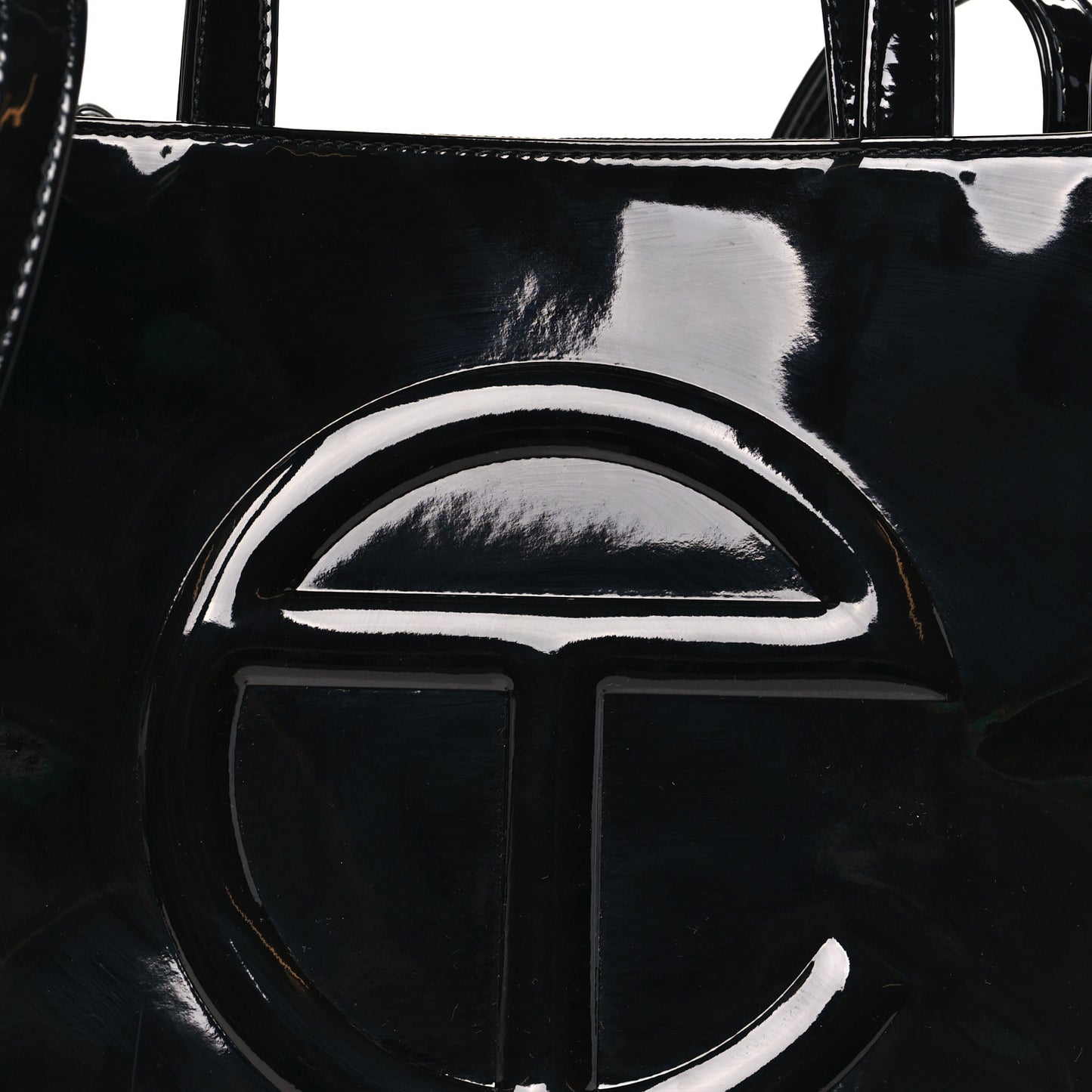 Patent Vegan Leather Shmedium Shopping Bag Black