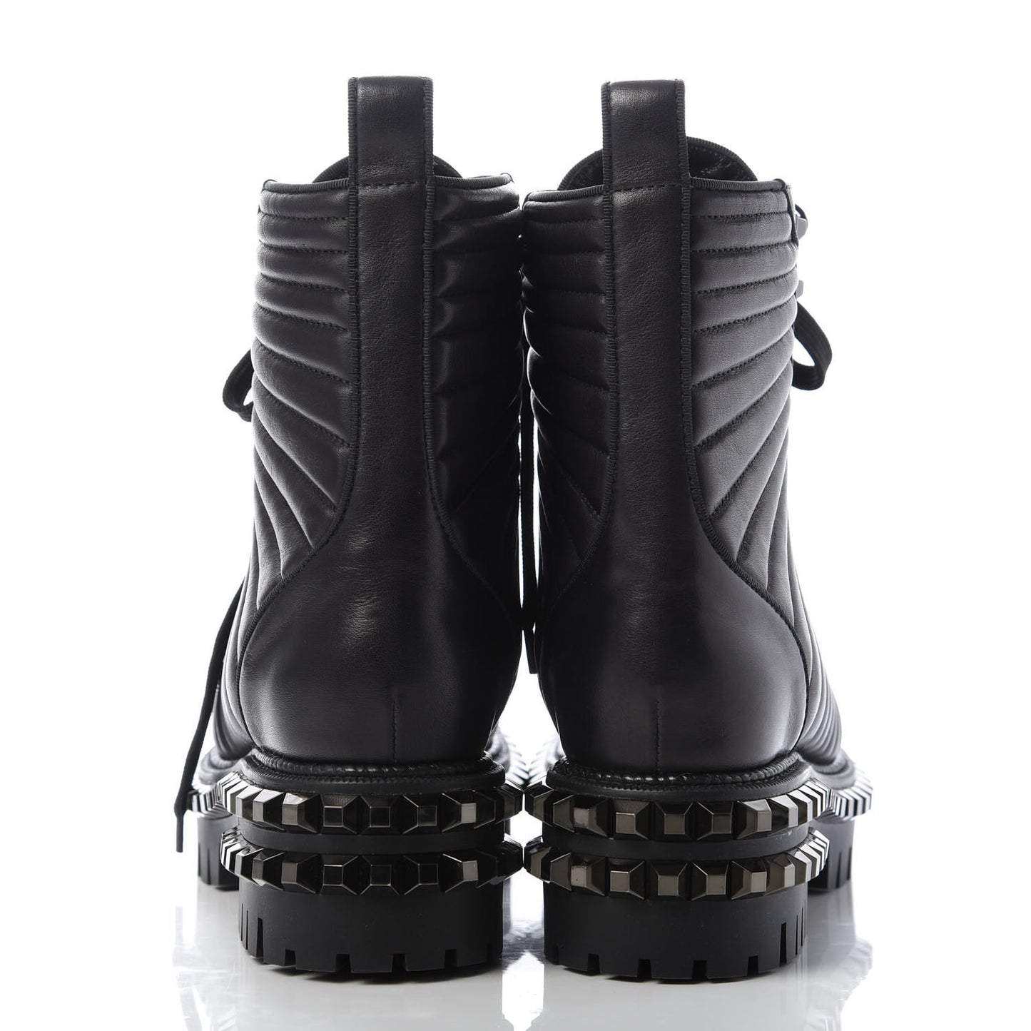 Calfskin Quilted Yetota Combat Boots 37 Black