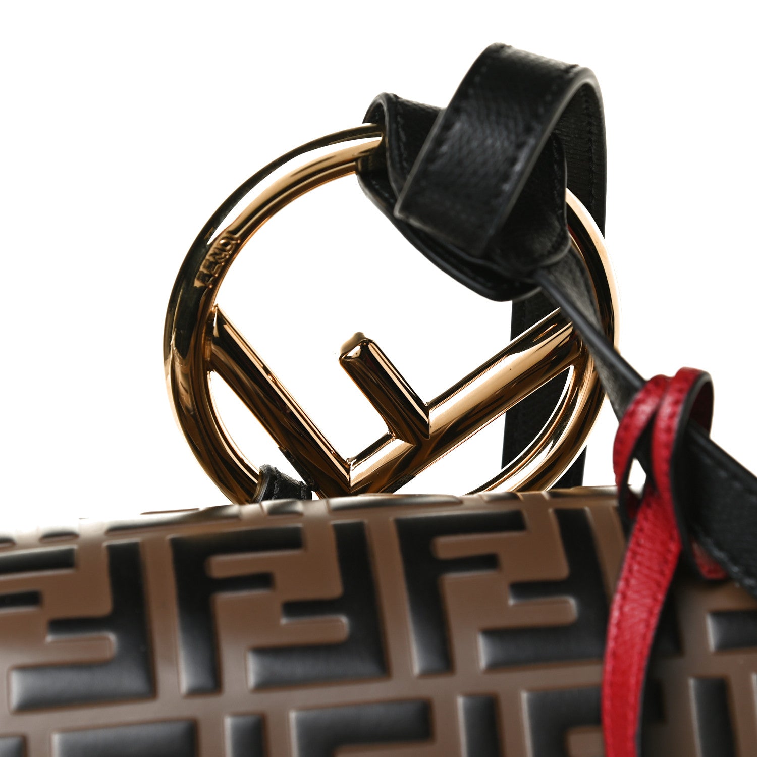 Fendi Vitello Cruise Bi-Color FF 1974 Embossed F is Fendi Drawstring Backpack Black Fragola Maya 15 of 16