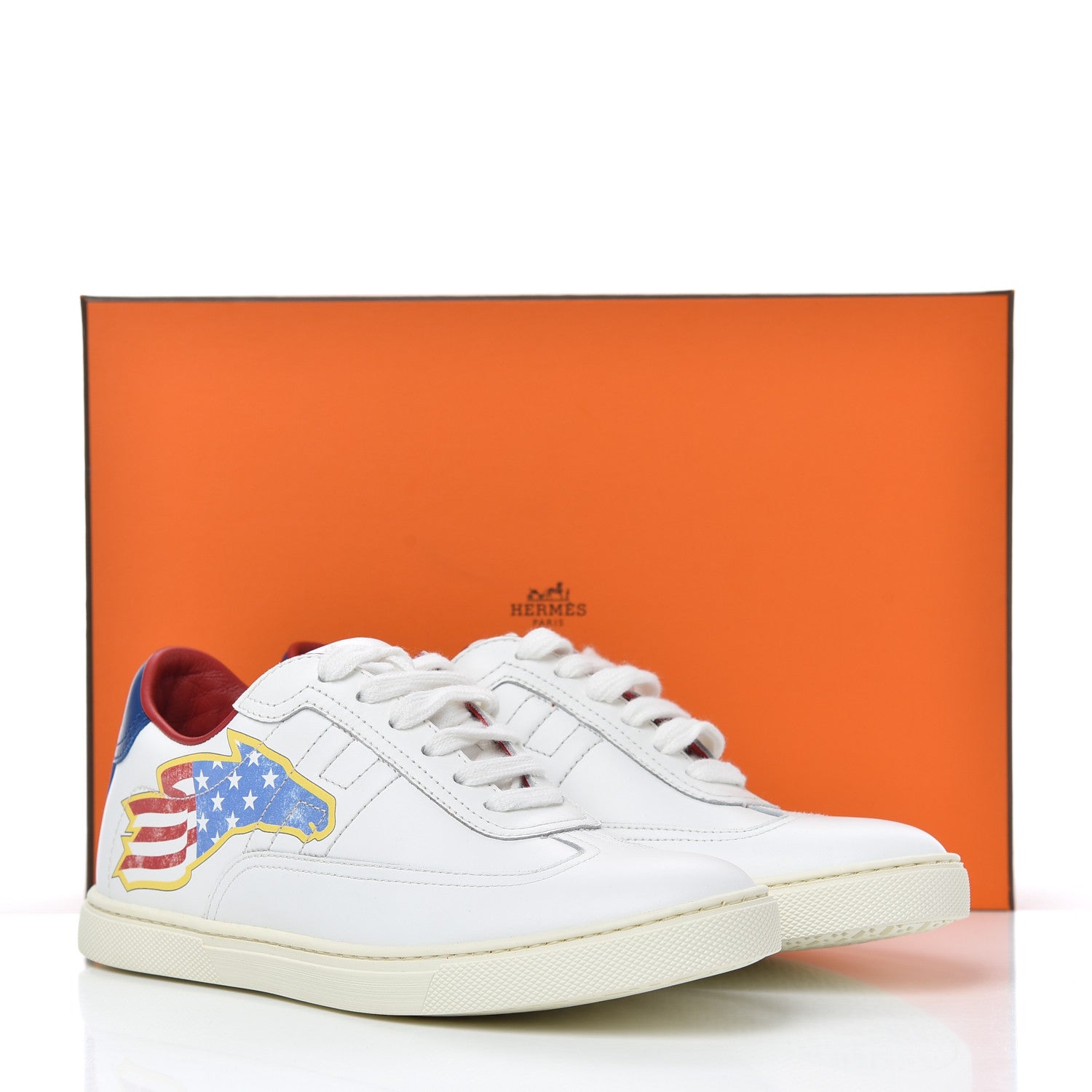 Hermes Calfskin Printed Quicker Sneakers 35.5 White 12 of 12