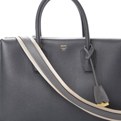 MCM Grained Calfskin Medium Milla Tote Phantom Grey 8 of 11