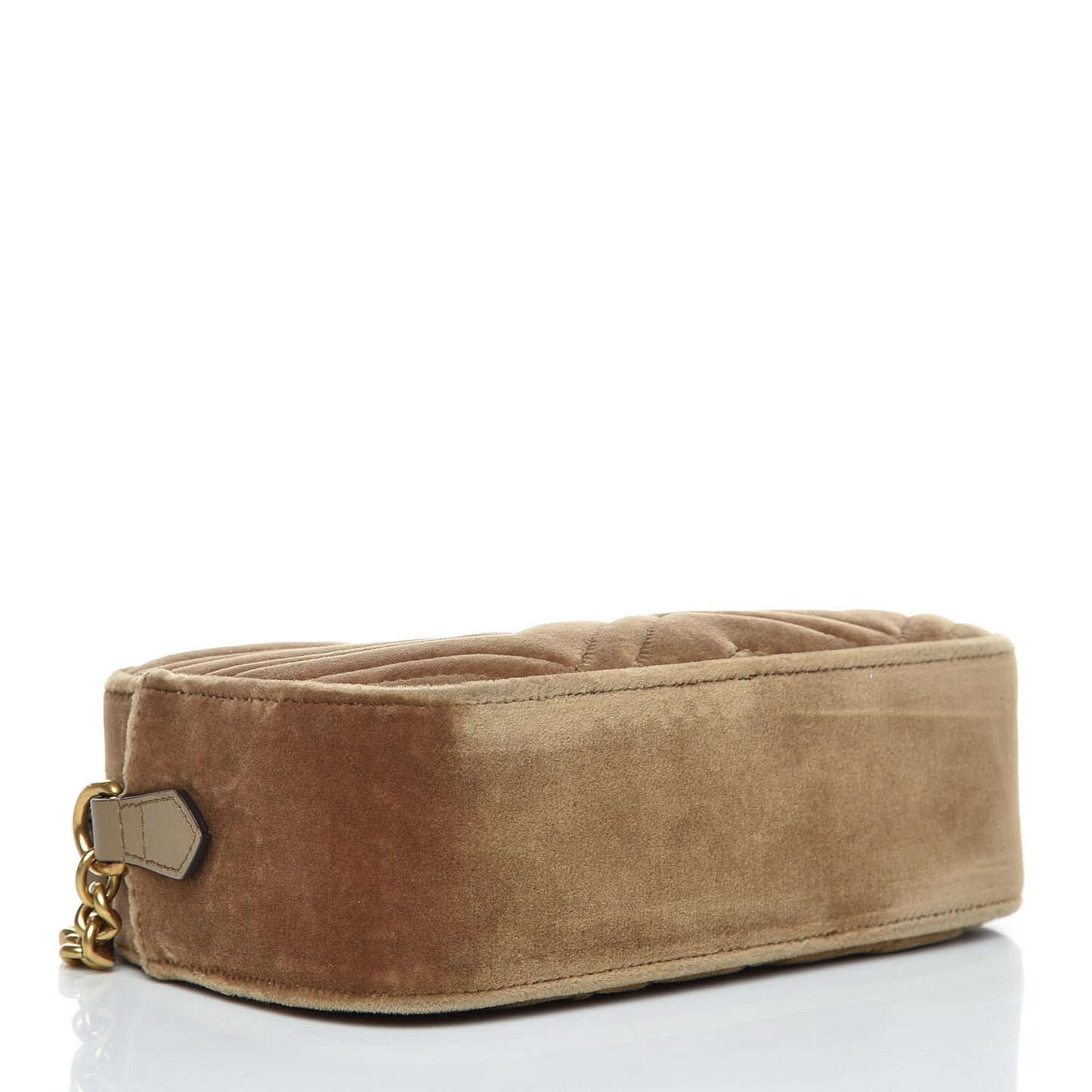Velvet Matelasse Small GG Marmont Chain Shoulder Bag Taupe